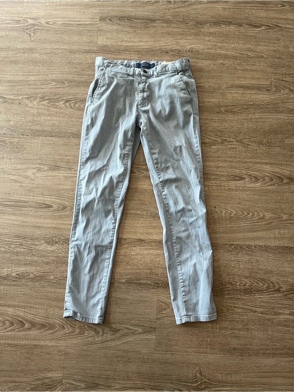 Zara Man Chino Pants Mens 29 Light Gray Slim Stretch Basic Collection Mid Rise